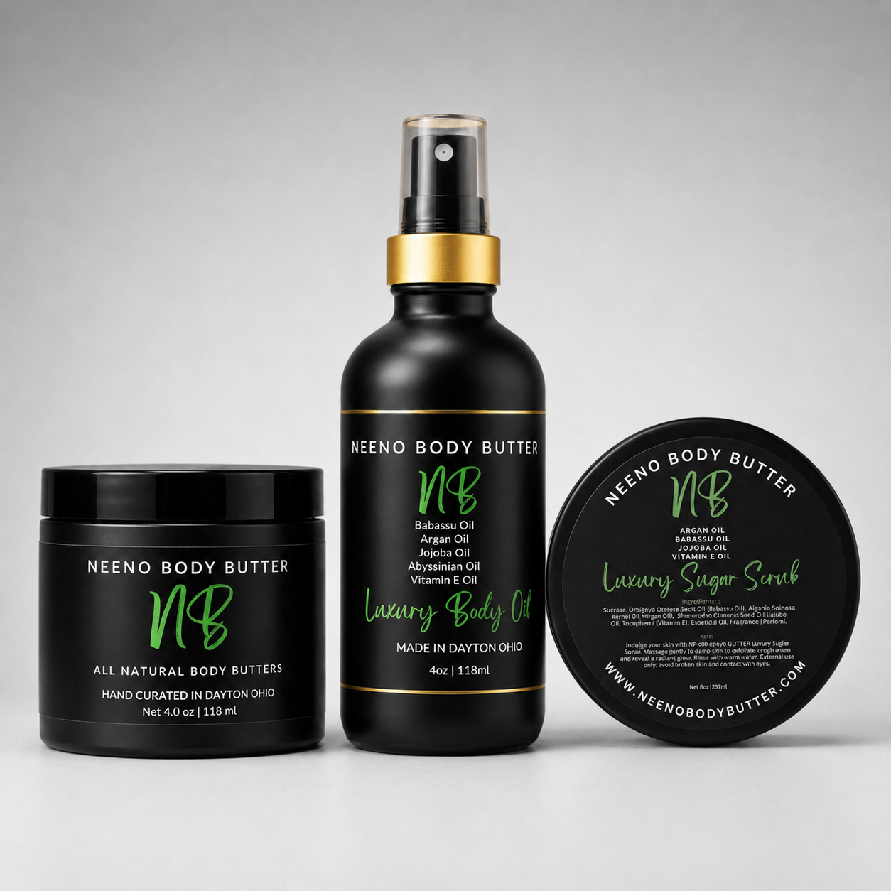 Glow Ritual Bundle | Luxury Scrub, Butter & Oil | Neeno Body Butter